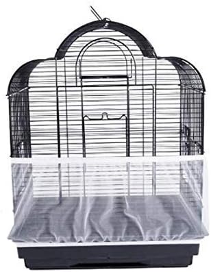 TIANRUOXIAOKE Universal Bird Cage Seed Catcher, Parrot Mesh Net Cover, Stretchy Shell Skirt Traps Cage Basket (M, White)