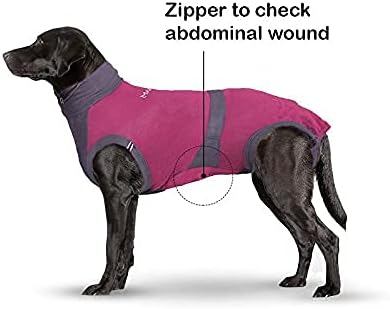 MAXX Dog Recovery Suit – Cozy Breathable Post-Surgery Suit for Wounds, E-Collar, Cone Alternative (Ruby Red Grey, S+)