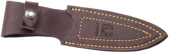 Joker Bushcraft Knife Pantera CO17, 3.74 inches MOVA Steel Blade, Olive Wood Handle, Brown Leather Sheath