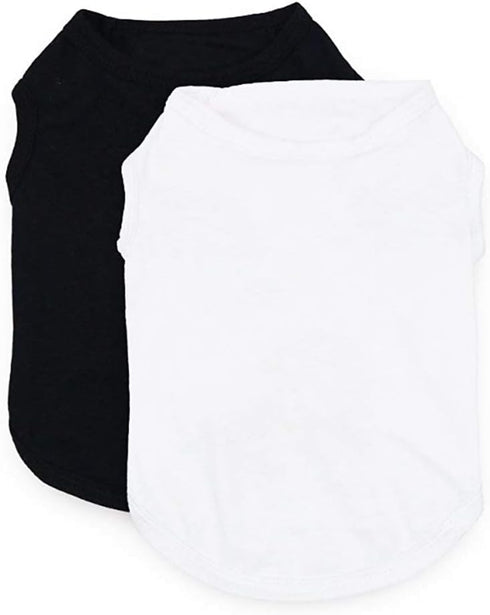 2 Packs Dog Shirts - Plain Cotton Pet Clothes for Boy & Girl, Fit for Small, Extra Small & Medium Dogs & Cats