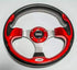 Huskey 12.5 Inch Racing Style Red Golf Cart Steering Wheel for Club Car/EZGO/Yamaha, Classic SS Center Logo