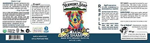 VERMONT SOAP Organics Pet Shampoo - Infused with Organic & Natural Olive Oil, Coconut & Aloe Vera, 64oz