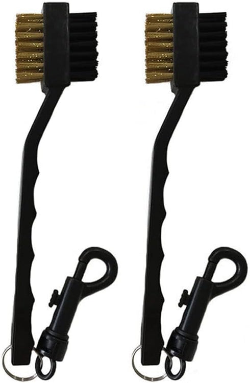 lasenersm 2 Pieces Golf Club Brush Dual Sided Groove Cleaner with Clip, Black