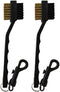 lasenersm 2 Pieces Golf Club Brush Dual Sided Groove Cleaner with Clip, Black