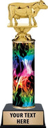 Personalized Rainbow Inferno Cow Trophy, 9.5" Dairy Cow Trophy Award, Customize Now