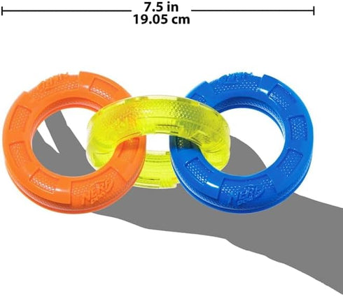Nerf Dog 7.5in Rubber Tug Toy, Lightweight Durable Water Resistant Dog Toy for Small Dogs, Single Unit,