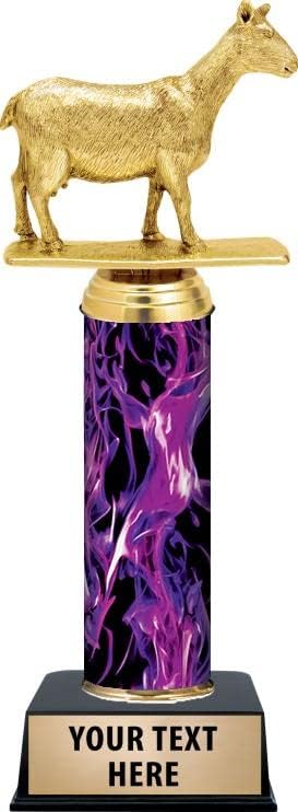 Personalized Purple Inferno Dairy Goat Trophy, 10.5" Dairy Goat Trophy Award, Customize