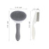 Cat Brush with Release Button, Universal for Cats and Dogs, One Click Release, Brush and Flea Comb Set (Grey)