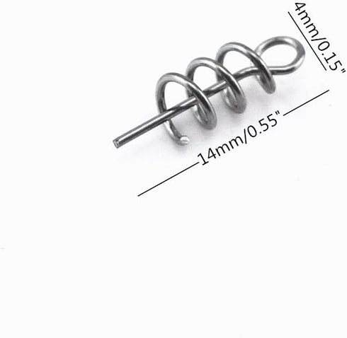 Honbay 100pcs Spring Twist Lock Fishing Hook Centering Pin for Soft Lure Bait Worm Crank
