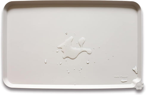 Hoki Found Large Silicone Pet Food Mats Tray - Non-Slip Waterproof Dog Cat Feeding Mat in Cream Brown