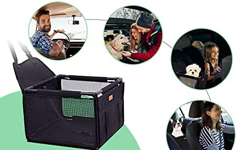 SWIHELP Dog Car Seat, Portable Pet Booster Car Seat with Clip-On Safety Leash, Anti-Collapse for Small Pets