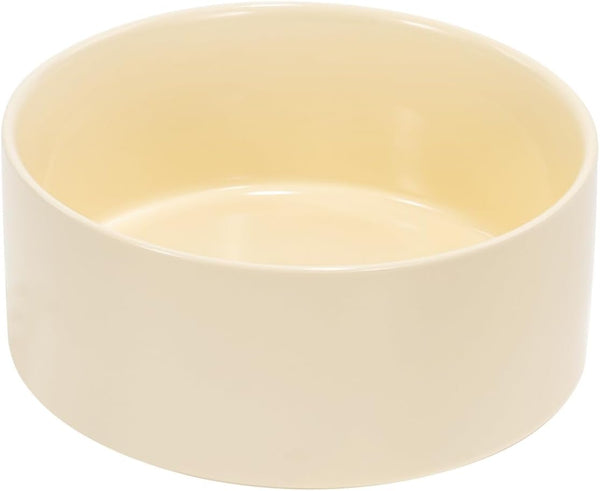 SPUNKYJUNKY 28.7OZ Weighted Ceramic Dog and Cat Bowl, Modern Cute Food Water Bowl, Replacement Beige (1 Pack)