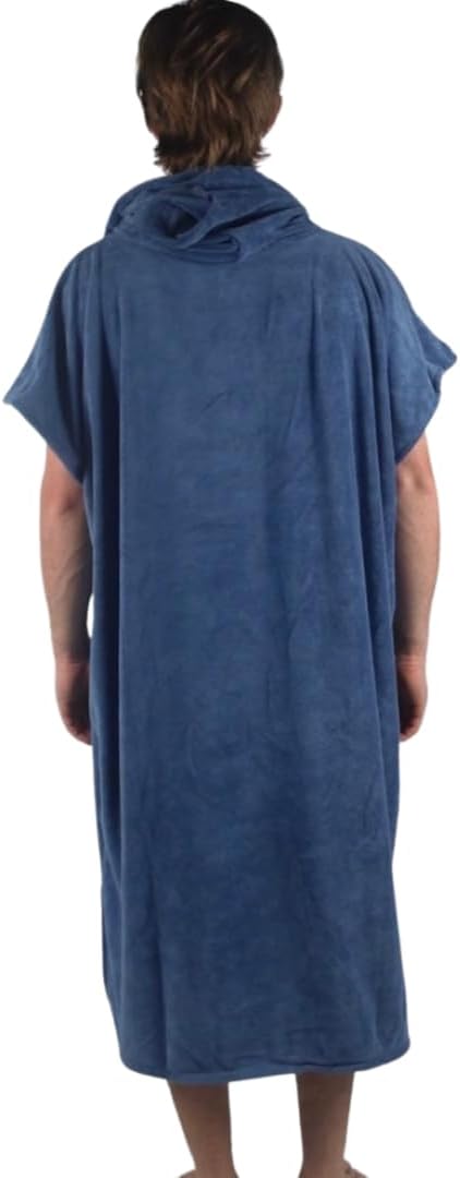 Swimmers Quick Dry Blue Surf Poncho Changing Robe with Hood - Microfiber Towel