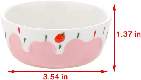 2 Pcs Hamster Ceramic Bowl, Anti-Turning Food Water Bowl for Small Animals, Pink and Red