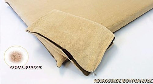 Luxurious Comfort Pet Dog Bed External Cover for Small and Large Dogs - COVER ONLY (36"x29" (34"x27"x3"), Fleece - Beige)