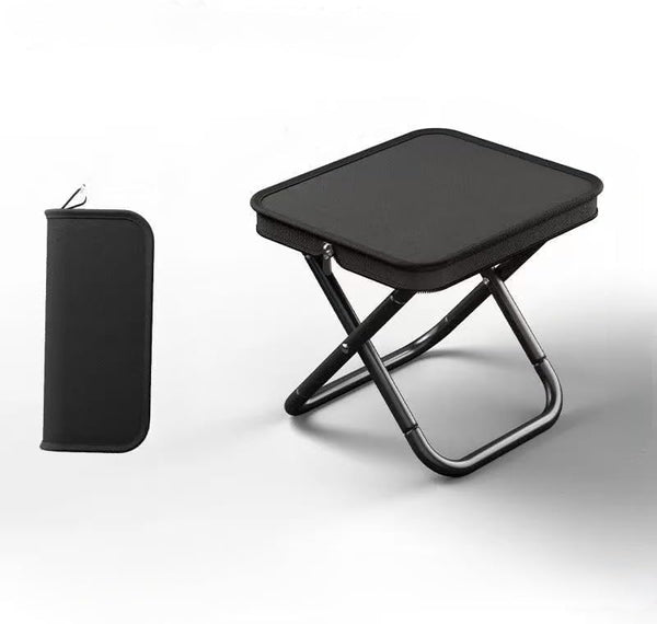 KOMBABE Portable Folding Stool with Carrying Case, 300lb Capacity, Black Metal Frame, Compact