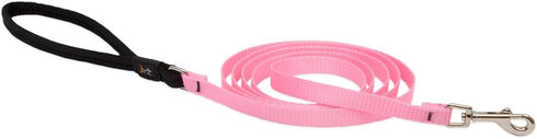 LupinePet Basics 1/2" Pink Padded Handle Leash for Small Pets, 6-foot