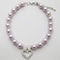 Engraved Crystal Heart Dog Necklace Jewelry with Bling Pearls for Small Dogs - Purple, 10 to 12-Inch