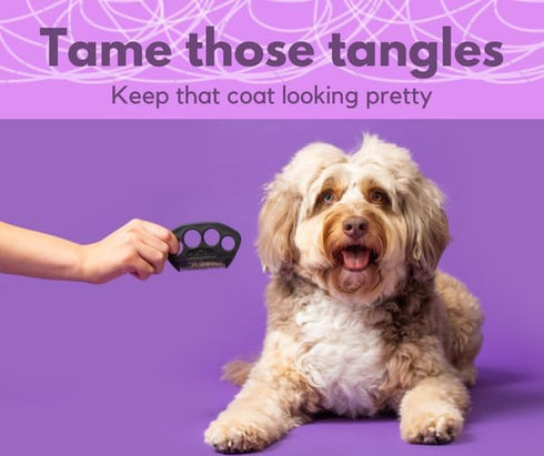 The Fur Hero, Grooming Comb with Embedded Razor Blade for Tangles, Mats, and Eye Gunk, Easy Bonding Experience, Black