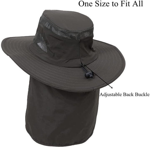 UV 50+ Sun Protection Hat for Men & Women, Wide Brim Bucket Hat for Outdoor Sports, Fishing Hat with Neck Flap
