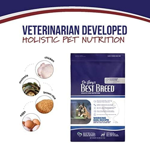 Best Breed Dr. Gary's Working Dog Diet, 13lbs - Natural High Calorie Dry Dog Food Made in USA, Dark Brown