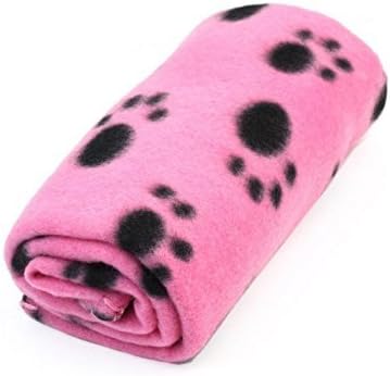 Sharing Star Cute Soft Puppy Blanket, 1 Piece Paw Prints Pet Cushion for Small Dog Cat, Soft Warm Sleep Mat (Pink)