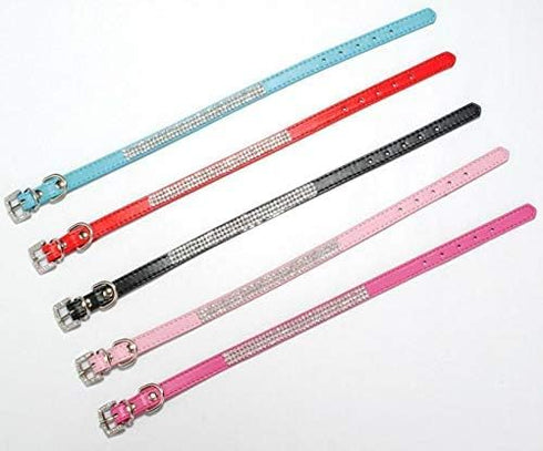Cute Dazzling Sparkling Fancy PU Leather Bling Rhinestone Crystal Jeweled Pet Collar for Cat Dog Puppy