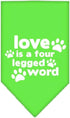 Mirage Pet Products Love is a 4 Leg Word Bandana for Pets, Small, Lime Green, Screen Print