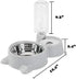 Love Dream Double Dog Cat Bowls, Pets Water and Food Bowl Set with Detachable Stainless Steel Bowl, Automatic Water Dispenser Bottle No-Spill Pet Feeder for Cats Puppy and Small Dogs (Gray)