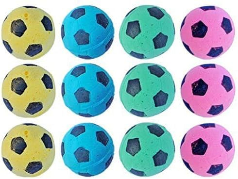 Cat Toy, Foam Sponge Soccer Ball (12 Pack), Interactive Pet Kitten Exercise Toy Balls, Soft, Indoor