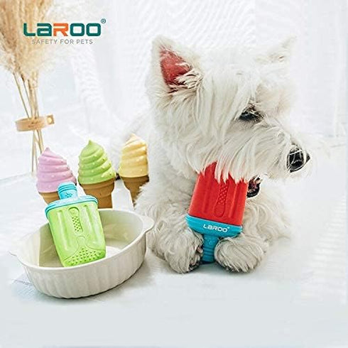 LaRoo Frozen Dog Toys for Summer Cooling, Upgraded Teething Chew Toy (Ice Pop Shape-Red), Prevention of Heat Stroke