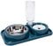 Double Dog Cat Bowls 2 in 1 Set with Automatic Gravity Water Dispenser Bottle, Detachable Stainless Steel Bowl, No-Spill