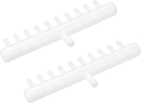 uxcell 2Pcs 9mm to 5.5m 10 Ways Air Line Tubing Splitter Connector for Fish Tank Oxygen Pipe Adapter (White)