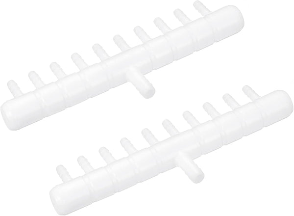 uxcell 2Pcs 9mm to 5.5m 10 Ways Air Line Tubing Splitter Connector for Fish Tank Oxygen Pipe Adapter (White)