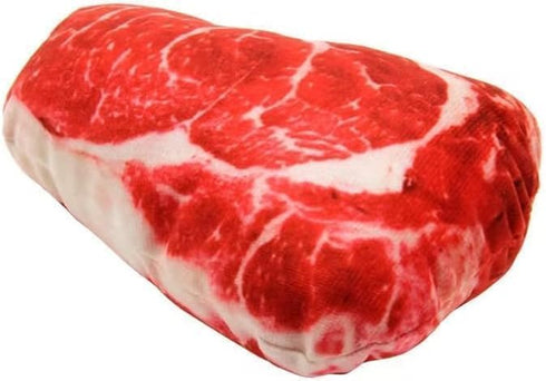 GOUDOGEDC Realistic Food Steak Plush Dog Squeaky Toy, Soft Food Shape Pet Chew Toy for Small Medium Dogs