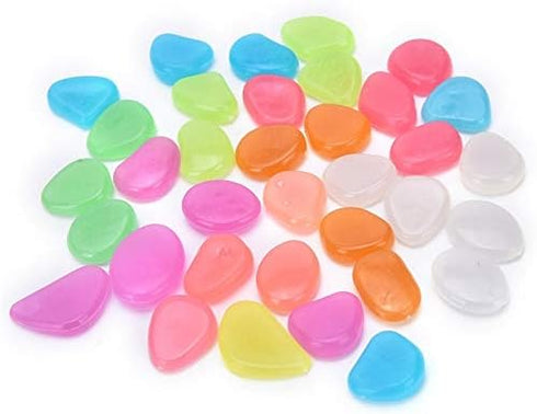 Oubest Glow in The Dark Pebbles, Multi-Colored Glow Stones for Garden, Fish Tank, Walkway, Plant Pots (200)