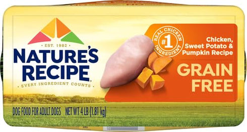 Nature's Recipe Grain Free Chicken, Sweet Potato & Pumpkin Recipe: Dry Dog Food, 4 lb. Bag