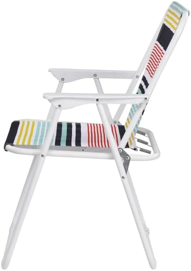Generic Folding Beach Chair, Portable Lightweight Camping Chair with High Back and Armrests, Foldable Outdoor Lawn
