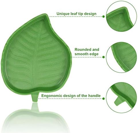 Boao 2 Pieces Leaf Reptile Food Water Bowl Plate for Tortoise, Corn Snake, Bearded Dragon, Lizards, Gecko, 2 Sizes