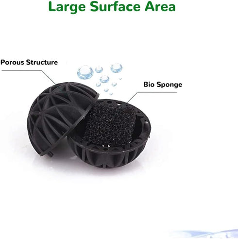 J-star 100pcs 0.62-Inch Aquarium Bio Balls Filter Media with Media Bags for Fish Tank and Pond