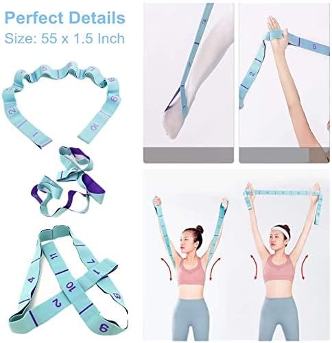 Stretch Straps, Elastic Stretching Strap with Adjustable 11 Loops, Fitness Leg Stretch Band Equipment Flexibility Trainer Resistance Stretch Assist Belt, for Physical Therapy, Pilates, Yoga, Ballet by Jocaluyia