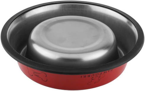 Printed Anti-Skid Water and Food Feeding for Dogs and Cats, Stainless Steel Pet Bowl (23.6 fl oz, Red)