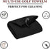 VIVIDLY Microfiber Waffle Pattern Tri-fold Golf Towel - Black Golf Towel Set with Club Brush and Divot Tool