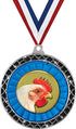 Chicken Black Trellis Medal Silver, 2.5" Chicken Prizes, Kids Chicken Trophy Medal