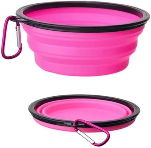Collapsible Dog Bowl 2 Pack - Portable Silicone Pet Bowl with Carabiner for Small and Medium Dogs
