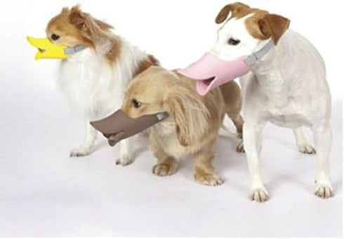 NACOCO Anti-Bite Duck Mouth Shape Dog Covers, Bite-Proof Muzzle Masks Set (Yellow, S)