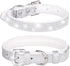 Cute Rhinestone Dog Collar, Dazzling Sparkling Leather Collar for Dogs and Cats, Crystal Diamond (S:21-27cm, Silver)