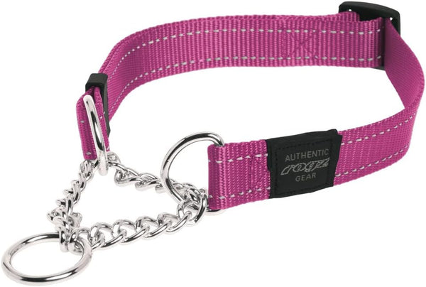 Reflective Nylon Choke Collar, Slip Show Obedience Training Gentle Choker for Large Dogs, Pink