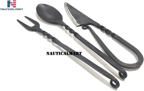 NauticalMart Medieval Eating Utensil Set - Iron Utensils for Authentic Dining Experience