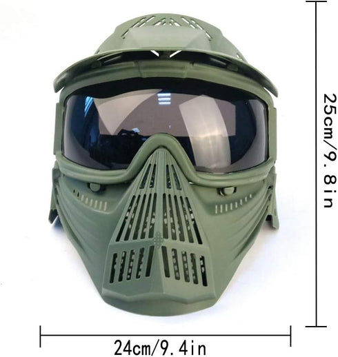 Tactical Mask for Airsoft, Full Face Tactical Gear, Impact Resistant with Goggles, Outdoor Activities